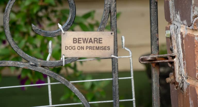 beware of dog sign on property