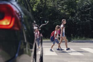 Children at crosswalk.