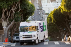 FedEx truck in California.