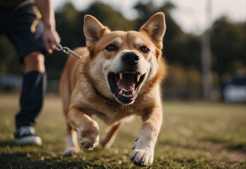 aggresive dog showing teeth