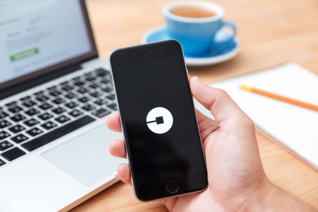 uber ridesharing app on iphone