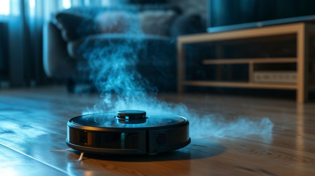 smoking roomba in apartment