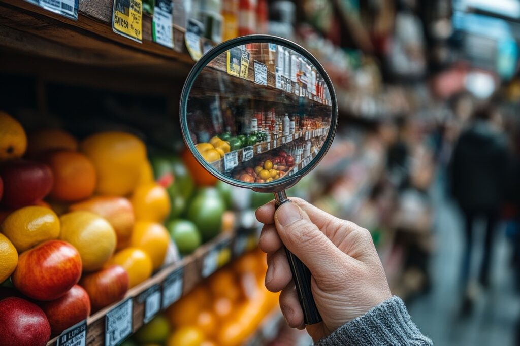 magnifying glass in a supermarker