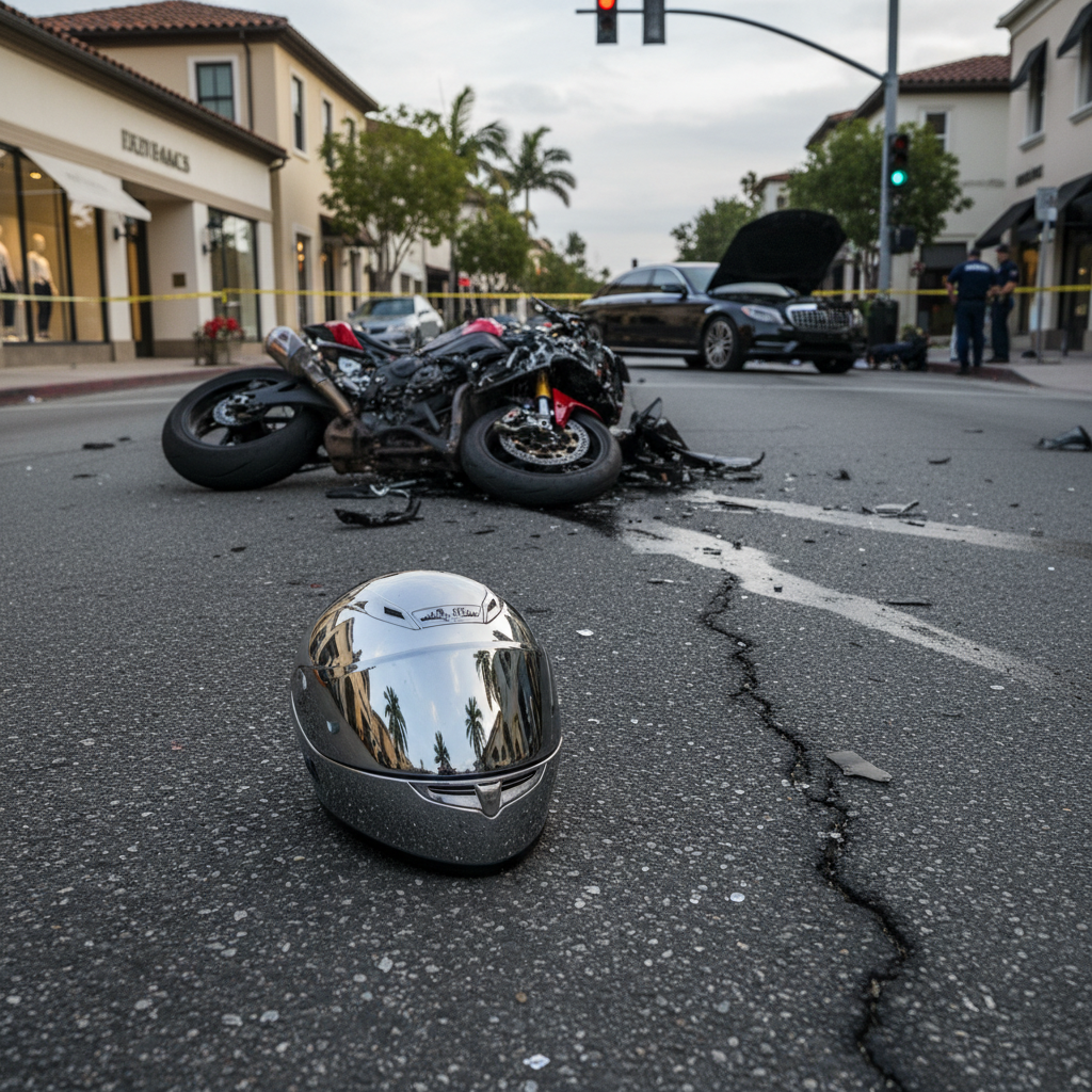 Motorcycle Accident scene in Beverly Hills