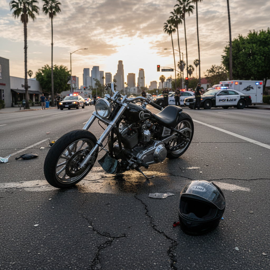 Motorcycle Accident scene in Los Angeles
