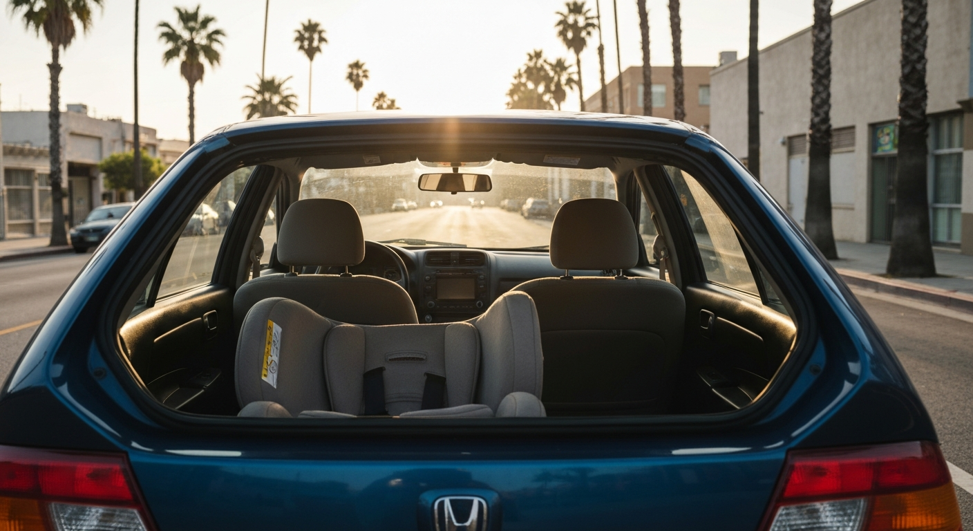 Empty child car seat in hot car, Valley Village Los Angeles — wrongful death attorney