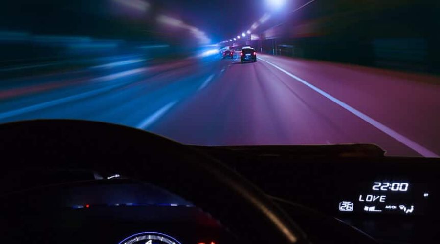 Car speeding at night